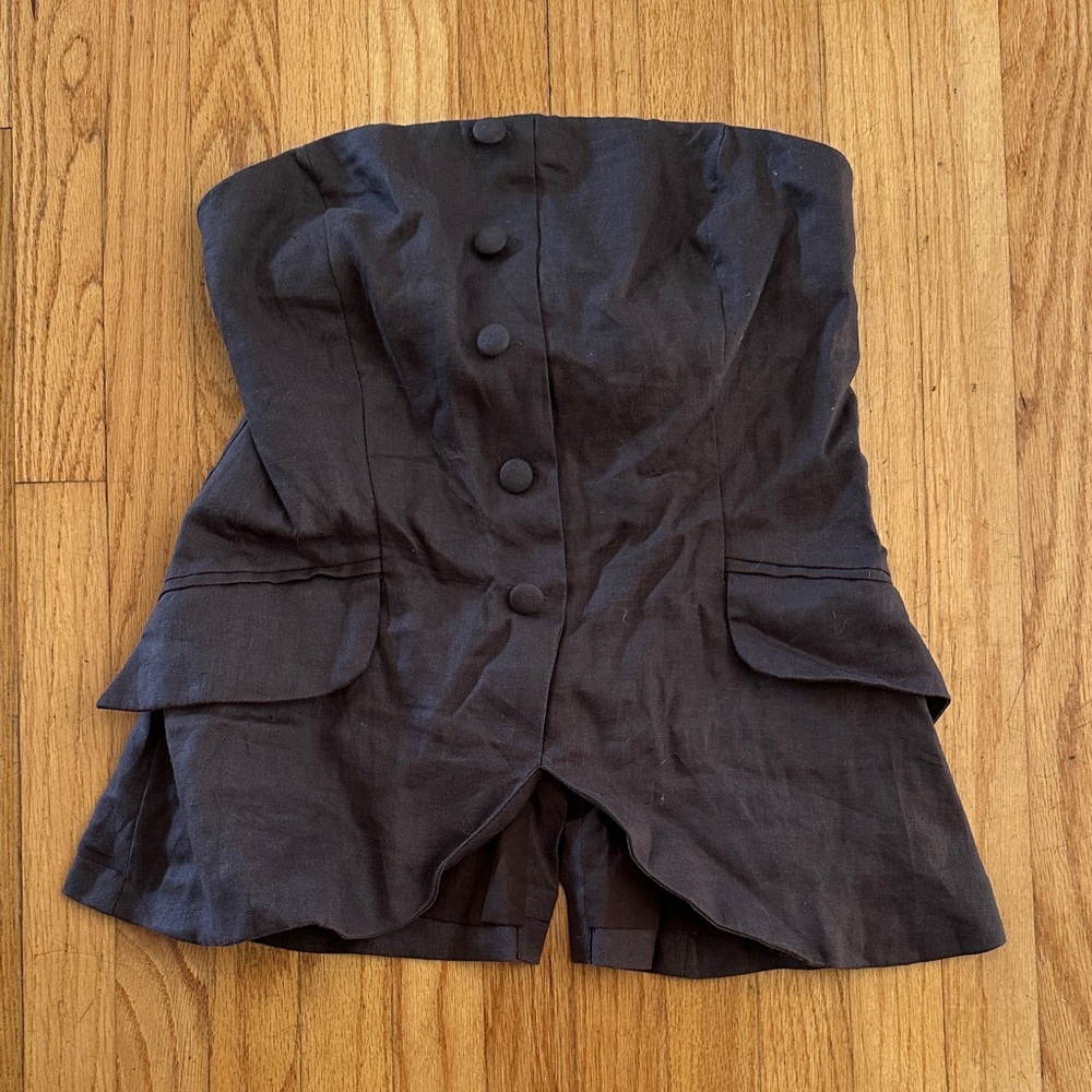 Olivaceous brown strapless Women's top